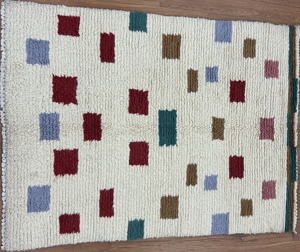 Tapis rectangulaire à motifs géométriques noué à la main, épais et moelleux, style bohème, en laine et acrylique, pour chambre à coucher - Product Image 3