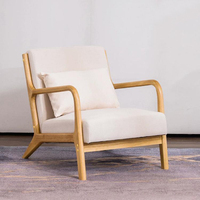 Fauteuil simple nordique en tissu simple et en bois massif pour salon, balcon, chambre à coucher, maison, personnalisation en gros