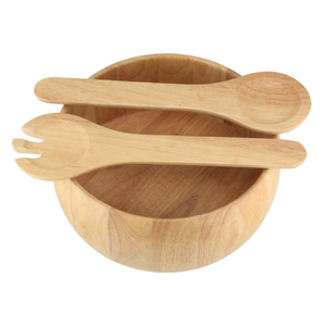 Solid Rubberwood Salad Bowl Sets (Natural Grain) - Product Image 5