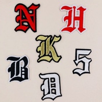 Patchs de lettres thermocollants gothiques en fer forgé style Old English A-Z, brodés, alphabet universitaire, monogramme, patch personnalisé avec nom pour veste Letterman