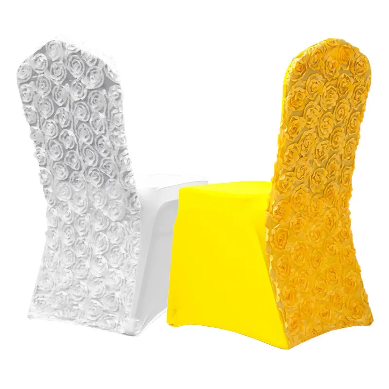 Fundas de asiento de lujo para banquete de boda, cubierta de LICRA de alta elasticidad para silla de comedor, con flores, para banquete de boda