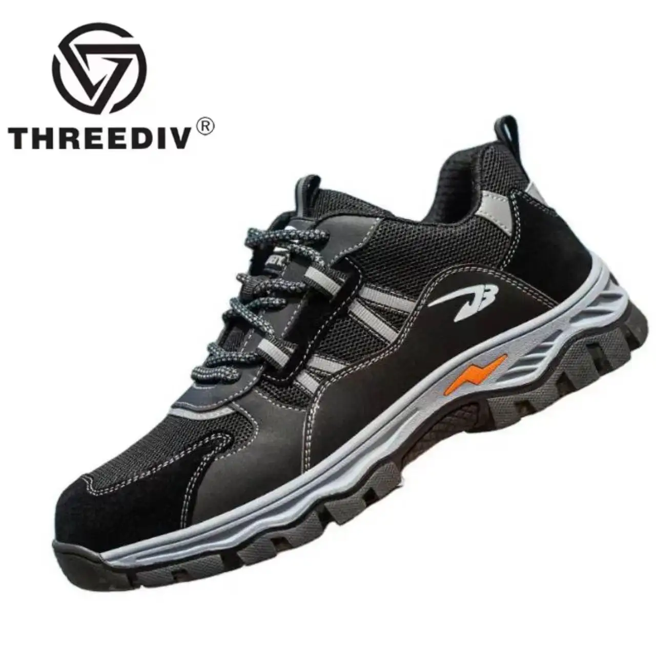 THREEDIV venda quente industrial protetora respirável trabalho botas de aço anti-smashing anti-piercing sapatos de segurança malha preta