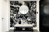 Marbre cristallin noir BLV de luxe, moderne, poli, en grandes dalles, avec fonction de transmission de la lumière, pour villas de luxe