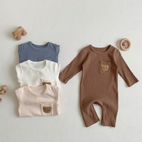 Combinaison côtelée en coton biologique Barboteuse côtelée pour bébé Vêtements de nuit en tricot pour bébé Pyjamas pour bébé en bambou Vêtements pour bébé