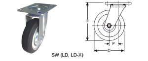Roue pivotante en acier pressé légère, série LD LD-X, roue pivotante robuste de type plaque, roue industrielle - Product Image 3