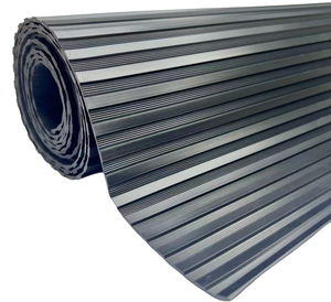 Rib Corrugated Rubber Floor Mat 3mm Thick 1x2m Waterproof Washable Reusable Striped Modern <strong>Black</strong> Utility <strong>Runner</strong> - Product Image 1