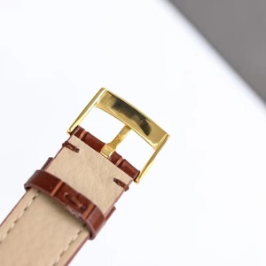 Montre mécanique unisexe haut de gamme, boîtier plaqué or, bracelet en cuir marron, montre minimaliste, saphir lumineux, étanche, date - Product Image 5
