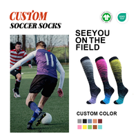 Chaussettes de compression montantes en nylon et élasthanne tricotées, respirantes, à rayures dégradées, pression 15-20 mmHg, pour jeunes cyclistes