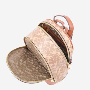 Sac à dos de voyage souple en PU et polyester, style géométrique français, avec fermeture éclair, contraste de couleurs, tridimensionnel, léger, de luxe, tendance, de marque - Product Image 2