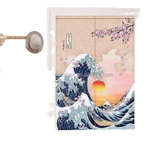 Cortina de Tela Opaca para Puerta de Cocina o Baño, Estilo Japonés, con Impresión Personalizada, de Lino, Media Cortina, Venta Caliente 2024 - Product Image 4