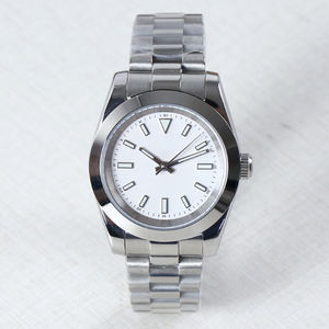 Montre en acier NH35 personnalisée avec logo DIY, 36 mm/39 mm, mouvement automatique, cadran blanc, étanche 10 bars/100 mètres, montre-bracelet de luxe pour homme - Product Image 2