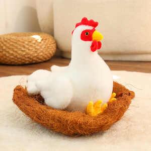Peluche réaliste de coq et de poule blanches, jouet en peluche doux, <span class=keywords><strong>oiseau</strong></span> de ferme en coton PP, mignon couple de poulets, cadeau, décoration d'intérieur - Product Image 6