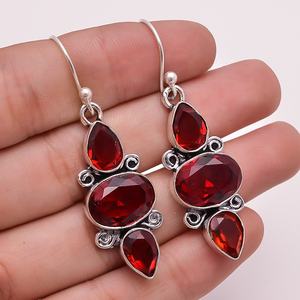 Pendientes de piedras preciosas chapados en plata sólida 925, joyería de pendientes de piedras preciosas de cuarzo Peridoto, exportador de joyería de plata de moda, joyería fina - Product Image 3