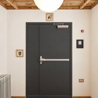 Porte coupe-feu en acier de haute qualité pour bâtiment commercial, design moderne, prévention incendie pour hôtel