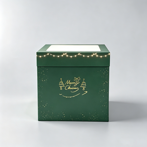 Caja de Regalo Navideña Blanca Cuadrada Rígida con Diseño de Estrellas y Adornos con Impresión UV para Empaque Festivo - Product Image 4
