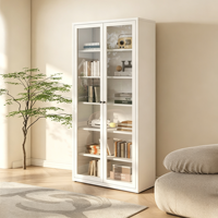 Meuble de rangement en métal blanc avec portes en verre et portes pleines, étagère ouverte, bibliothèque autoportante, unité de classement pour bureau à domicile