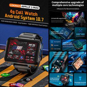 Nouvelle conception LOKMAT APPLLP <span class=keywords><strong>5</strong></span> Max <span class=keywords><strong>4G</strong></span> 6GB+128GB Montre connectée avec appel vidéo 2,4 pouces - Product Image 2