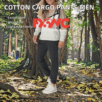 Celana Cargo Katun Organik 100% Pria Model Lurus Logo Custom Ukuran Besar Gaya Kasual Kancing Depan Lipit Depan Pinggang Sedang Bahan Bernapas