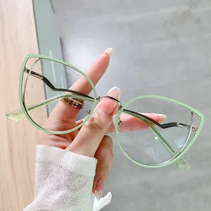 2022新款设计师眼镜超大尺寸猫眼镜框弹簧太阳穴防蓝光遮挡眼镜光学镜框