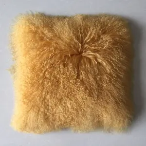 100% 真实因素价格批发高品质西藏蒙古羔羊毛皮枕头/白色羊皮投掷