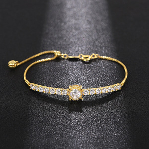 Bracciale Diamantato Dorato da Donna, Classico con Diamanti Naturali Taglio Brillante Rotondo, Gioiello Placcato Oro per Uso Quotidiano - Product Image 1