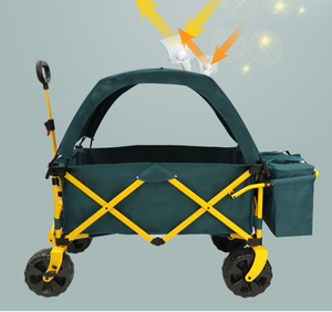 Carro de playa plegable portátil para niños, sombrilla para acampar y caminar, remolque plegable con techo - Product Image 5