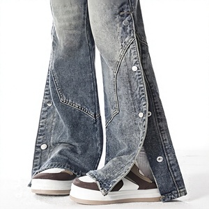 Pantalones Vaqueros Anchos de Cintura Alta para Mujer, Estilo Bootcut, Lavados, con Detalle de Botones, Logotipo Personalizado, Diseño de Moda, Venta al Por Mayor - Product Image 5