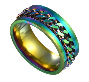 DFR04 Nuevo Anillo de Cadena de Acero Inoxidable de Moda para Hombre y Mujer, 4 Colores, Alta Calidad - Product Image 6