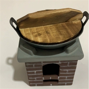 Mini herramienta de cocina, olla, sartén, <span class=keywords><strong>Wok</strong></span> de hierro con tapa de madera, cuchillo, pala, cuchara y estufa de calefacción, juego de Mini fabricante de alimentos <span class=keywords><strong>Real</strong></span> - Product Image 4