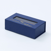 Boîte cadeau rigide en papier recyclé, magnétique, avec fenêtre transparente, gaufrée et laminée mate, pour huiles essentielles de luxe