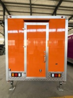 Remorque alimentaire carrée en acier inoxydable orange personnalisée, chariot de restauration entièrement équipé pour la vente de glaces, de snacks, de barbecue et de repas rapides