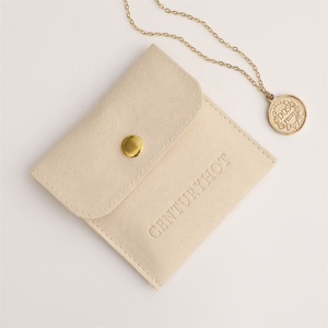 PUPPYSEW Sacs à bijoux en microfibre avec insert en velours, sac d'emballage pour collier avec bouton, pochette à bijoux en velours avec votre logo - Product Image 5