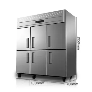 ステンレス鋼冷蔵庫クリップ静的冷却冷蔵庫4ドアステンレス鋼商用冷蔵庫冷凍庫