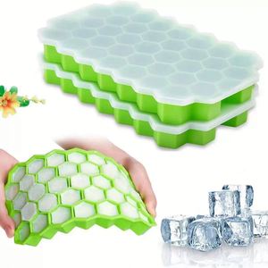 Moule à glaçons en silicone alimentaire pour la maison, 20 compartiments, plateau à glaçons en nid d'abeille avec couvercle pour bar/café, congélation rapide et démoulage facile - Product Image 5