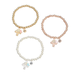 Bracelet élastique mignon en alliage avec pendentif champignon, perles, cadeau de bijoux doux pour maman, fille, meilleure amie - Product Image 3