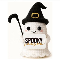 Nouveautés transfrontalières : Poupées en fil de polyester au crochet à la main, thèmes Halloween (Chauve-souris, Sorcière, Fantôme) - Personnalisables et multifonctionnelles
