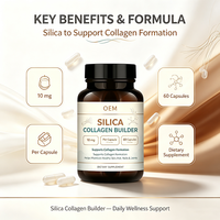 Complément alimentaire OEM Silica Collagen Builder 10 mg par capsule, 60 capsules, pour la formation du collagène et la santé de la peau, des cheveux et des ongles