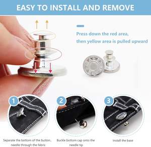 ROPAKED Lot de 16 boutons étoiles métalliques réutilisables et réglables sans <span class=keywords><strong>couture</strong></span> pour jeans, ceinture amincissante et vêtements - Product Image 3