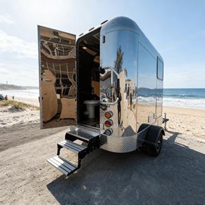 Remorque de toilettes extérieure portable, écologique et durable avec douche et cabine WC pour appartements et immeubles de bureaux - Product Image 3