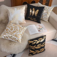 Housse de Coussin Amity Doré Imprimé, Doux Pelucheux Bronzant Décoratif pour Maison, Canapé, Siège de Voiture