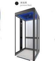 Ascensore Panoramico Premium Nero 270° per Villa, Cabina Completamente in Vetro, Moderno con Trasmissione AC Senza Ingranaggi, per Interni Residenziali
