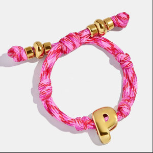 Personalizzabile intrecciato braccialetto di corda regolabile iniziale lettera Charm colorato amicizia gioielli per le donne uomini all'ingrosso - Product Image 4