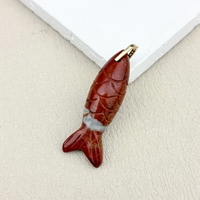 Pendentif Animal Sculpté en Pierre Naturelle, Petit Poisson, Plaqué Or 18 carats, Améthyste, Quartz Rose, Poisson Rouge, Poisson Koi, Aventurine Verte, Breloque