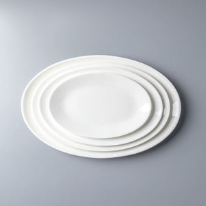 Assiette <span class=keywords><strong>de</strong></span> service ovale en céramique blanche sous glaçure, sans plomb ni cadmium, <span class=keywords><strong>de</strong></span> 8/10/12/14 pouces, adaptée au contact alimentaire - Product Image 4