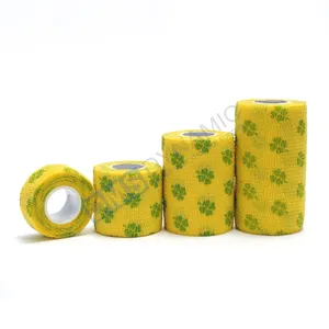 Veterinary cohesive elastic bandage for pets flexible wrap qualtity non woven custom print logo latex free