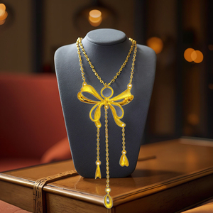 Hàn Quốc Phiên Bản 18K Dây Vàng Cho Dây Chuyền Waterdrop Xương đòn Bow Tie Vòng Cổ Tinh Tế Và Quyến Rũ Tua Cho Đồ Trang Sức - Product Image 6