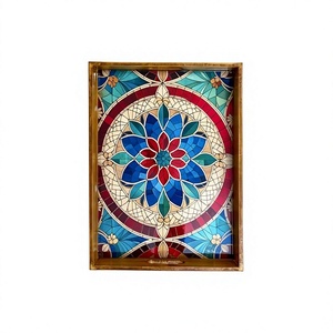 Assiette rectangulaire en bois au design contemporain, jetable, écologique, faite à la main, avec revêtement émaillé, idéale comme cadeau d'affaires - Product Image 1
