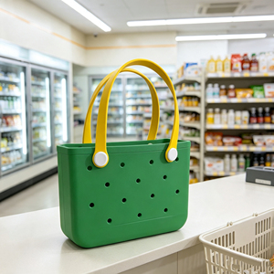 Bolso Grande Ligero de EVA, Lavable, con Parte Superior Abierta, Diseño Color Block, Bolso Tote Estructurado, Impermeable, para <span class=keywords><strong>Toda</strong></span> Temporada - Product Image 2