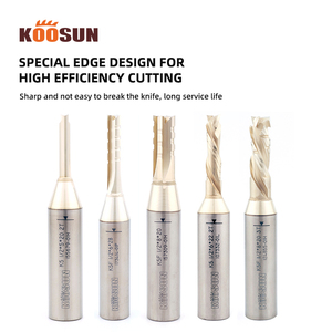 KOOSUN mata profil Spiral Helical TCT Woodworking Bit pemotongan kayu akrilik PVC MDF karbida emas lapisan Endmill 3 pabrik ujung seruling - Product Image 3