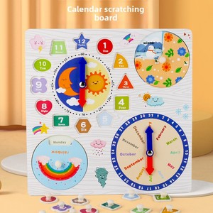 Calendario Educativo in Legno Multifunzionale Creativo, Tavola Sensoriale Montessori per lo Sviluppo Cognitivo dei Bambini in Età Prescolare - Product Image 2